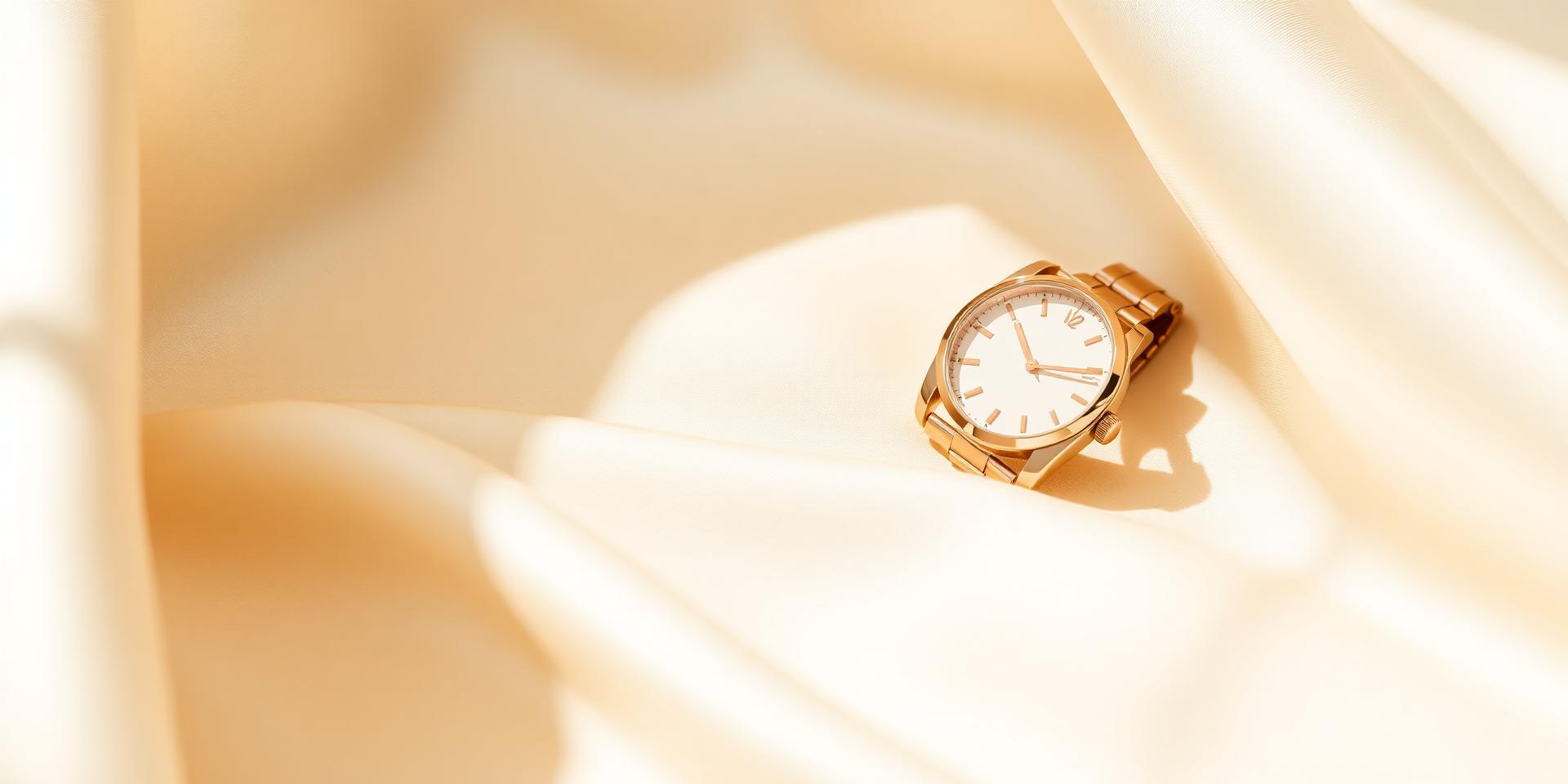 ZENT gold watch on silk fabric